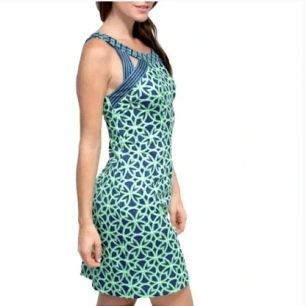 GRETCHEN SCOTT ISOCELES DRESS BACK SLEEVELESS BLUE GREEN BILTMORE